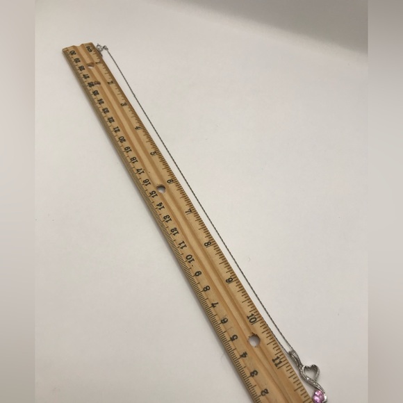 925 LA Silver Heart Necklace with Pink Gemstone - Picture 5 of 11